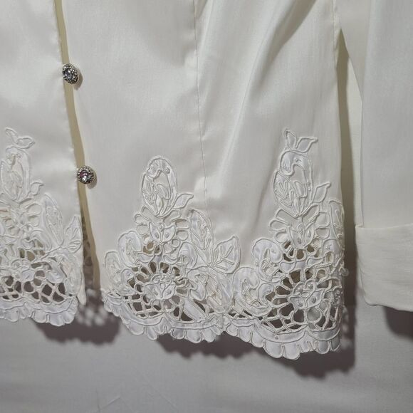 Victor Costa Vintage 70s Dimond White Cutout Shirt - Picture 4 of 11